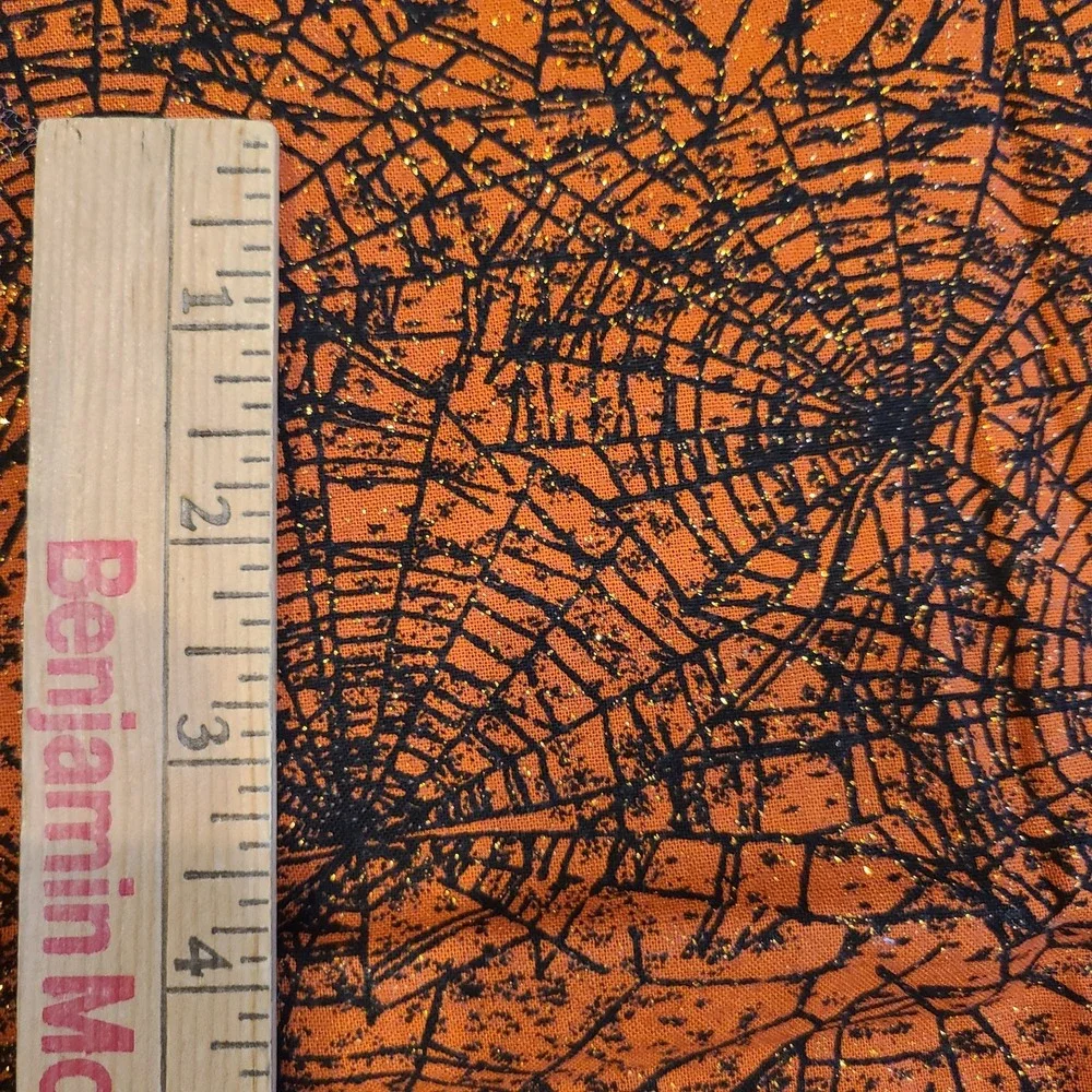 Joann Orange Glitter Sparkle Spider Web‎ Fabric 1 yd x 44